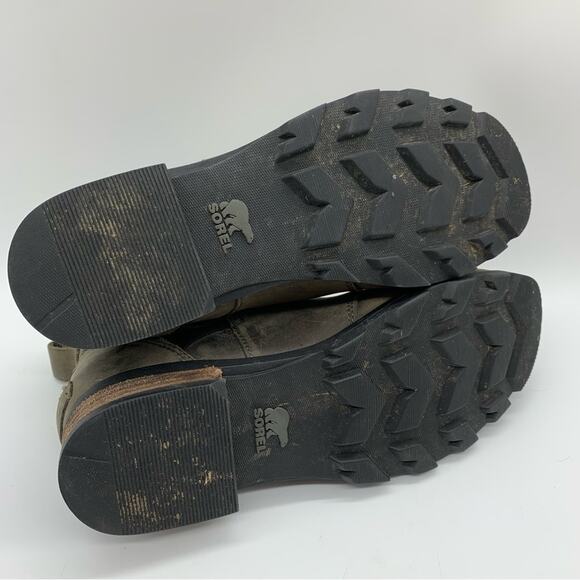 Sorel Emelie Chelsea Waterproof Leather Boots In Quarry Olive/Grey Sz 6.5 Winter - Picture 11 of 11